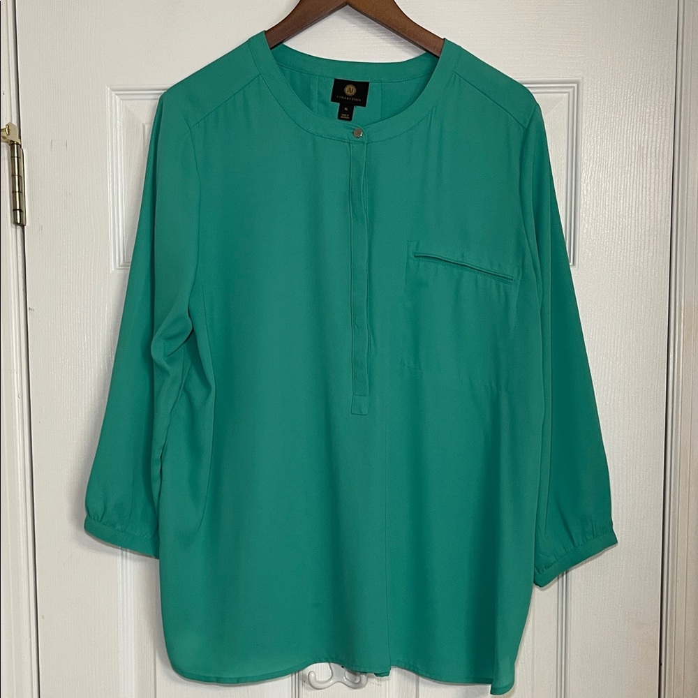 JM Collection Green Blouse Size XL